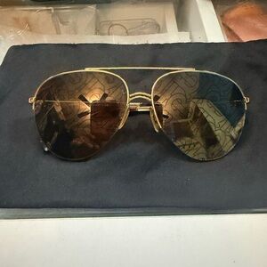 Burberry Gold and Brown Aviator Sunglasses